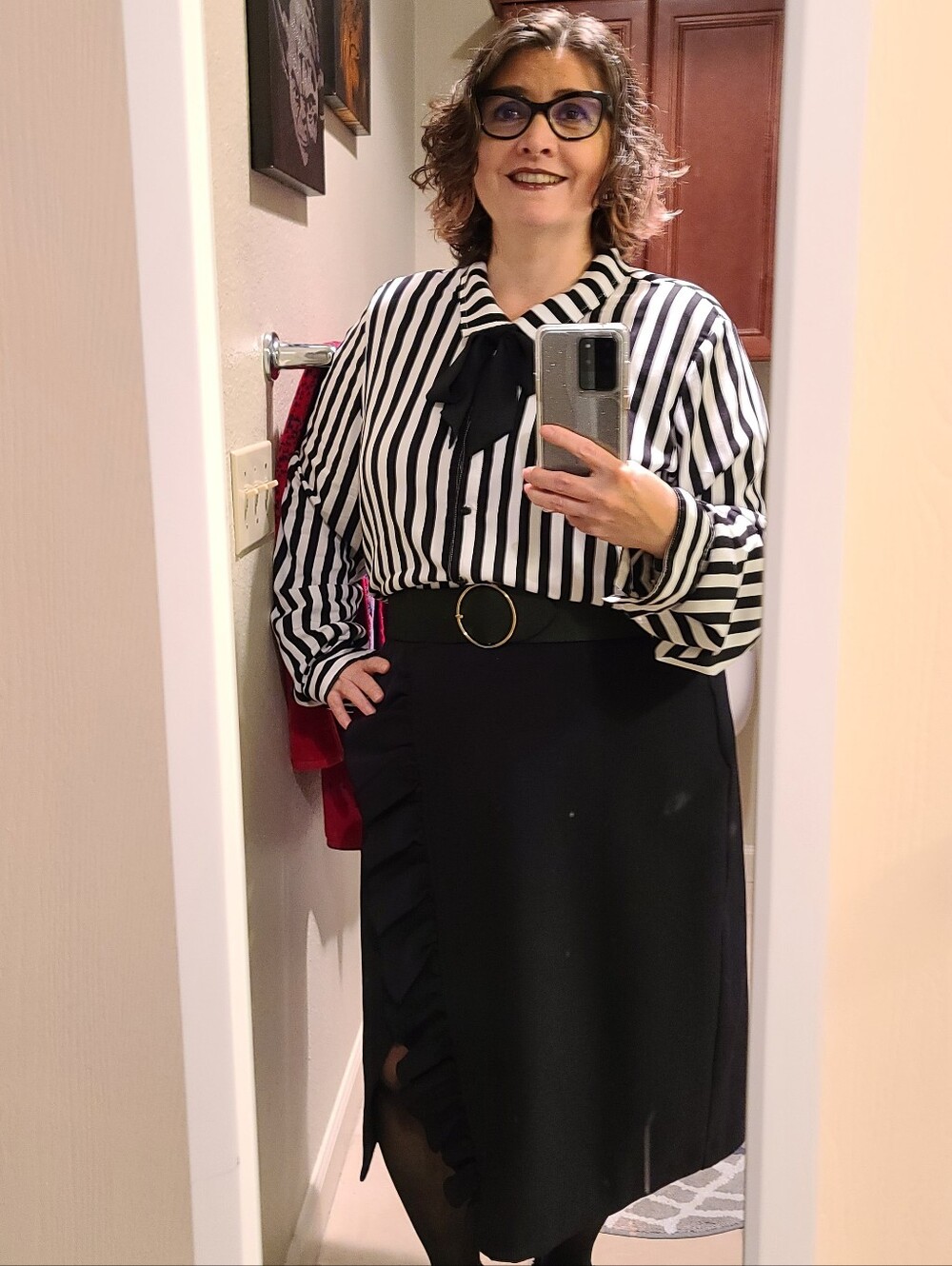 Women’s Black Ruffle Faux Wrap Skirt Plus Size